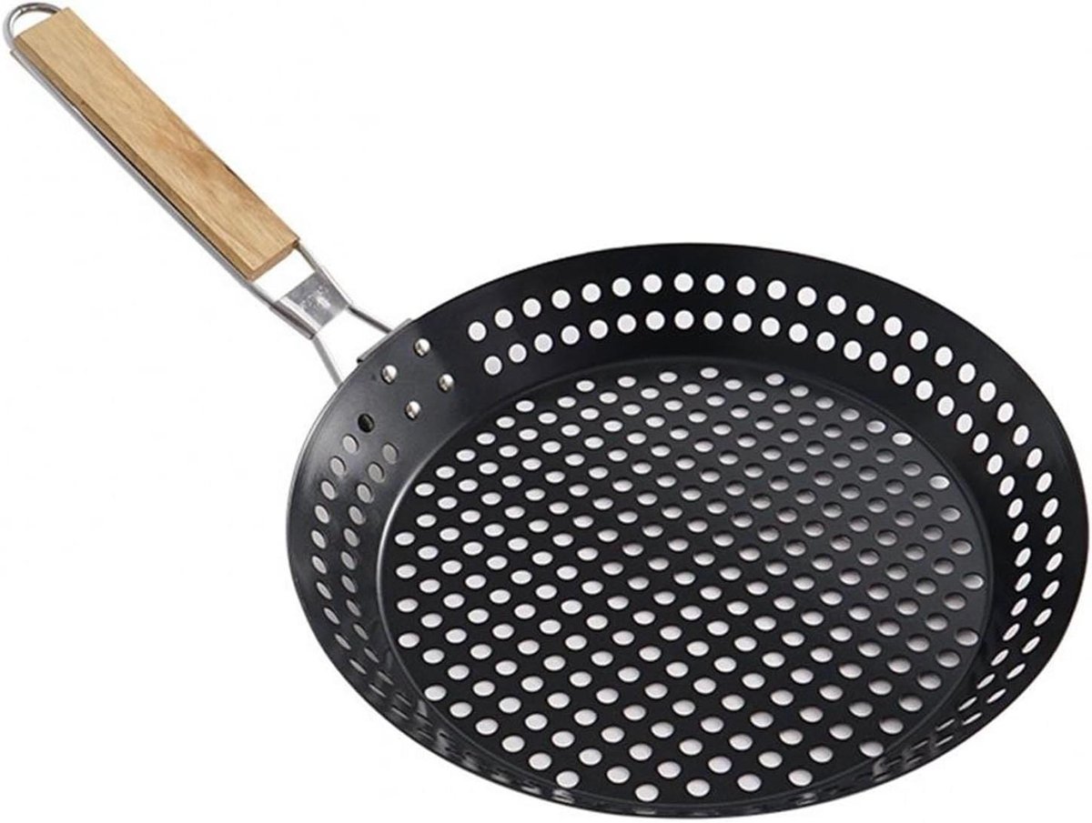 Grill Pan - Platte Pan - Buiten Koken - Opvouwbaar Handvat - 53 x 30.5 cm - Zwart