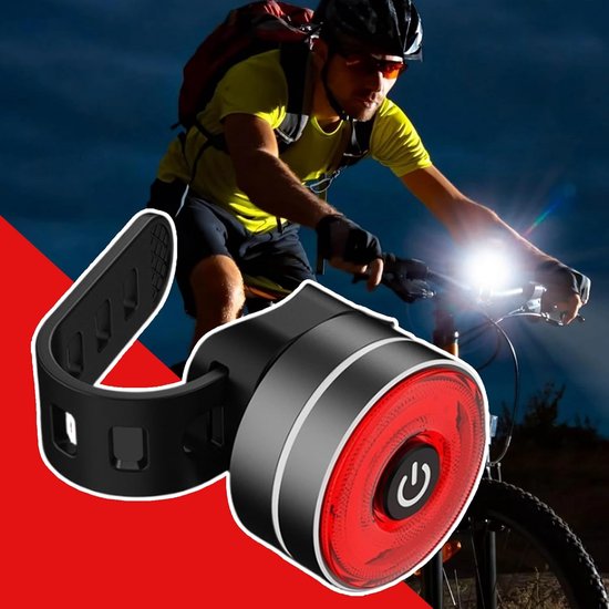 Achterlicht Fiets, Fiets Remlicht met Slimme Sensor, Automatisch Aan/Uit Knipperlicht, Waterdichte Achterlamp, USB-Oplaadbaar, LED Waarschuwingslamp voor Veiligheid Kinderen Nachtelijk Fietsen — afbeelding 2