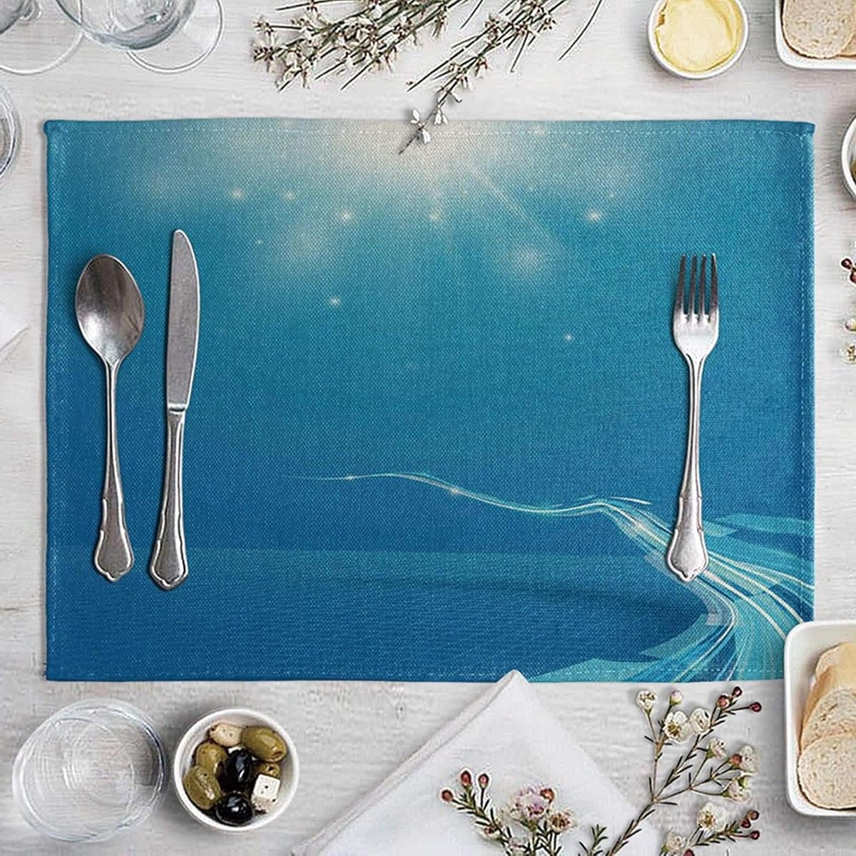 Placemats - Tafelmatten - Eettafel Decoratie - Hittebestendig Antislip - 40x30cm 4 Stuks - Blauw