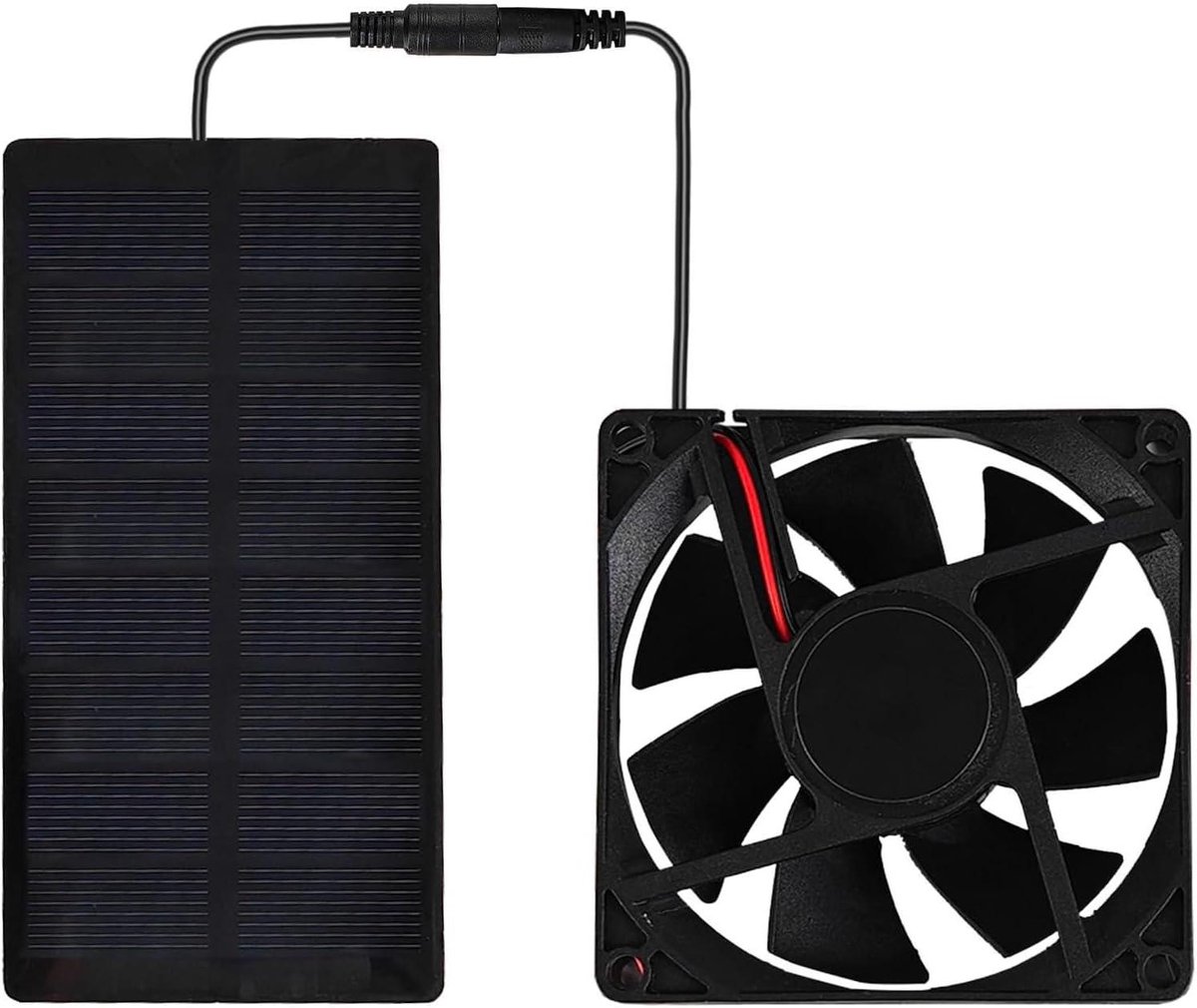 Zonne Ventilator - Mini Afzuiger - Buiten Koelen - IP65 Waterdicht - 21x14x4 cm - Wit