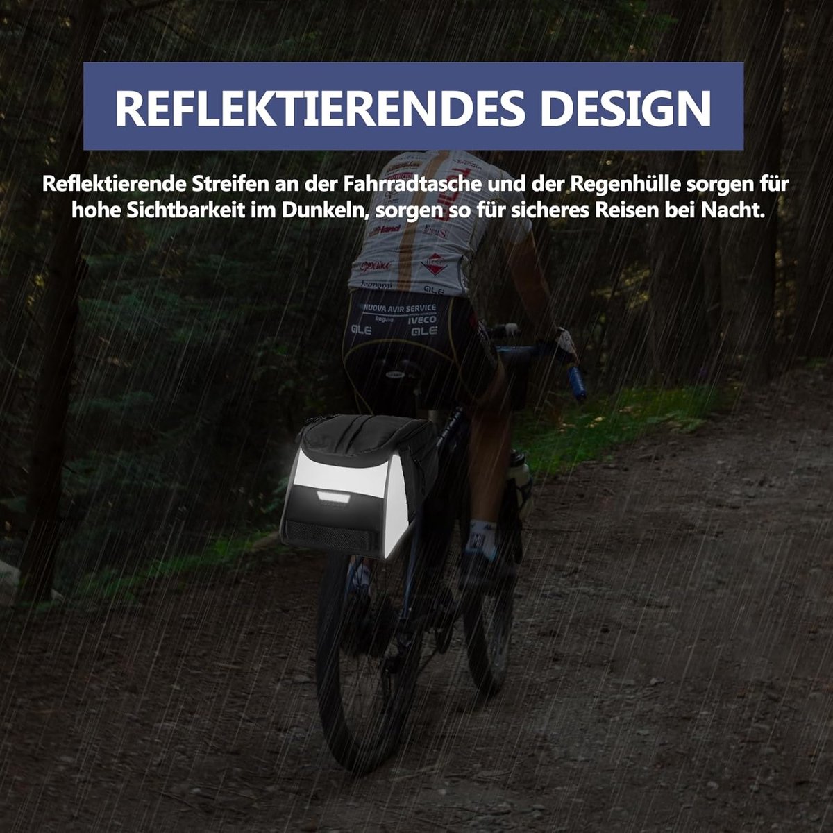 VHV-Waterdichte Fietstas Bagagedrager 8L - Multifunctionele Bagagedragertas met Regenhoes - Compacte Fietstas Achterop met Reflectoren - 3-in-1 Handtas en Schoudertas voor E-bike en Stadsfiets - Zwart — cadeau in Sport & Outdoor - foto 2