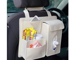 Auto Opbergtas - Puin Tas - Auto Organiseren - Klittenband Ontwerp - 32x28x8.5 cm - Beige