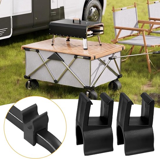 Winkelwagen Tafel - Kar Accessoires - Buitenactiviteiten - Tool-free Installatie - 4 Stuks - Zwart — afbeelding 4