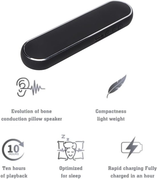 Onder kussen luidspreker - Stereo geluid - Beter slapen - Begeleidingstechnologie - 400mAh batterij - Zwart — afbeelding 5