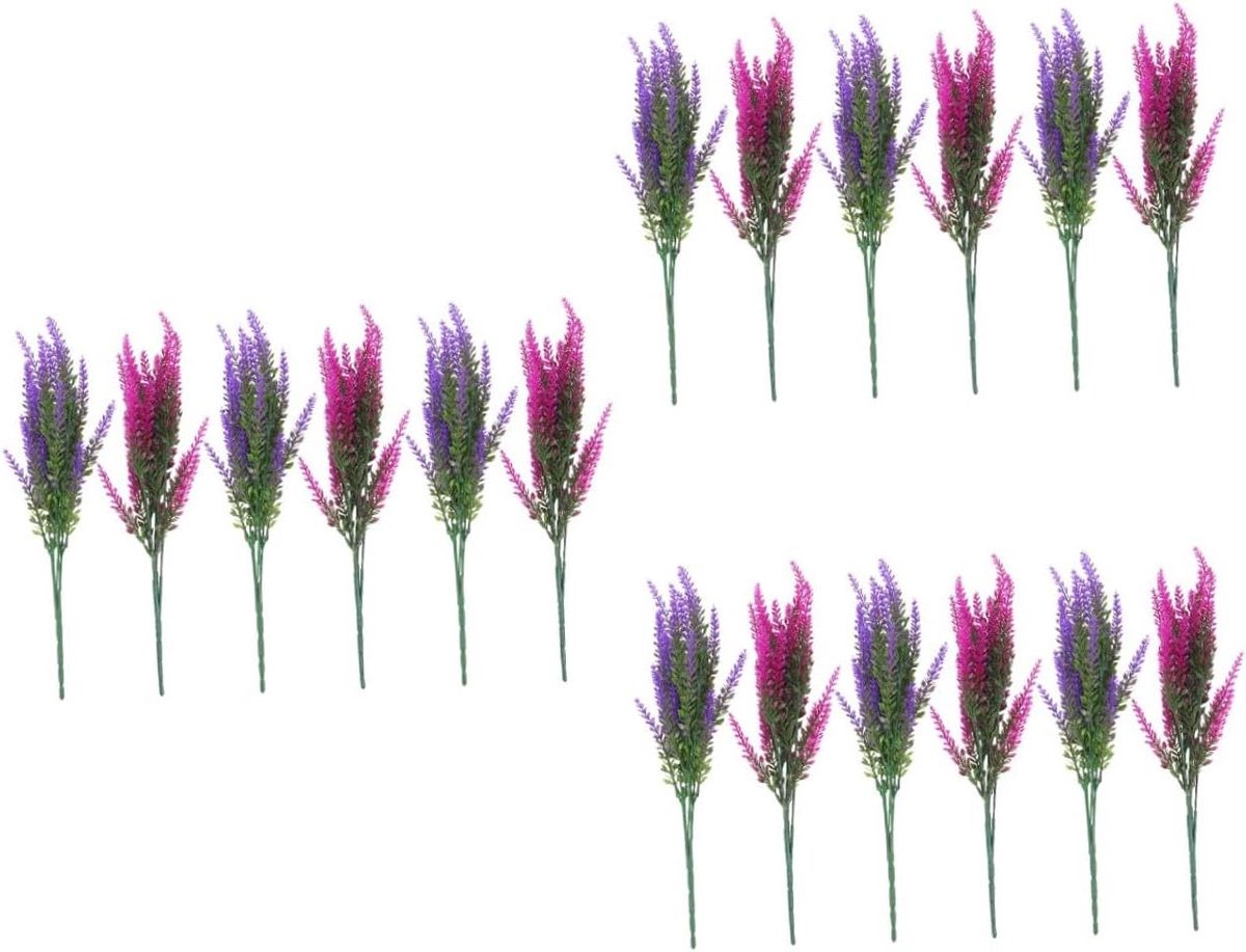 Kunst Lavendel - Nep Bloemen - Huis Decoratie - Hoge Simulatie - 18 Stuks - Paars Roze