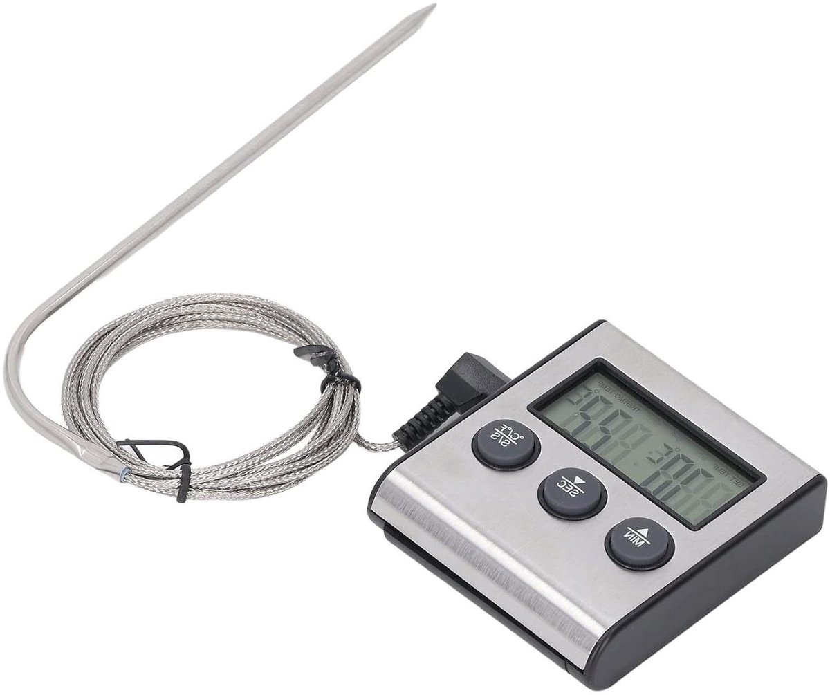 Digitale Vleesthermometer - Oventimer Koken - Nauwkeurig Grillen - Voorgeprogrammeerde Instellingen - 17 Centimeter - Zilver