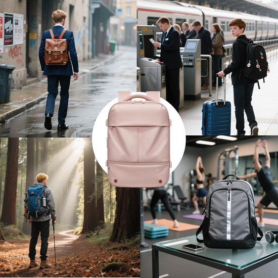 Reisrugzak - Bagage tas - Efficiënt Inpakken - Vacuüm Compressie - 50L - Roze — afbeelding 4