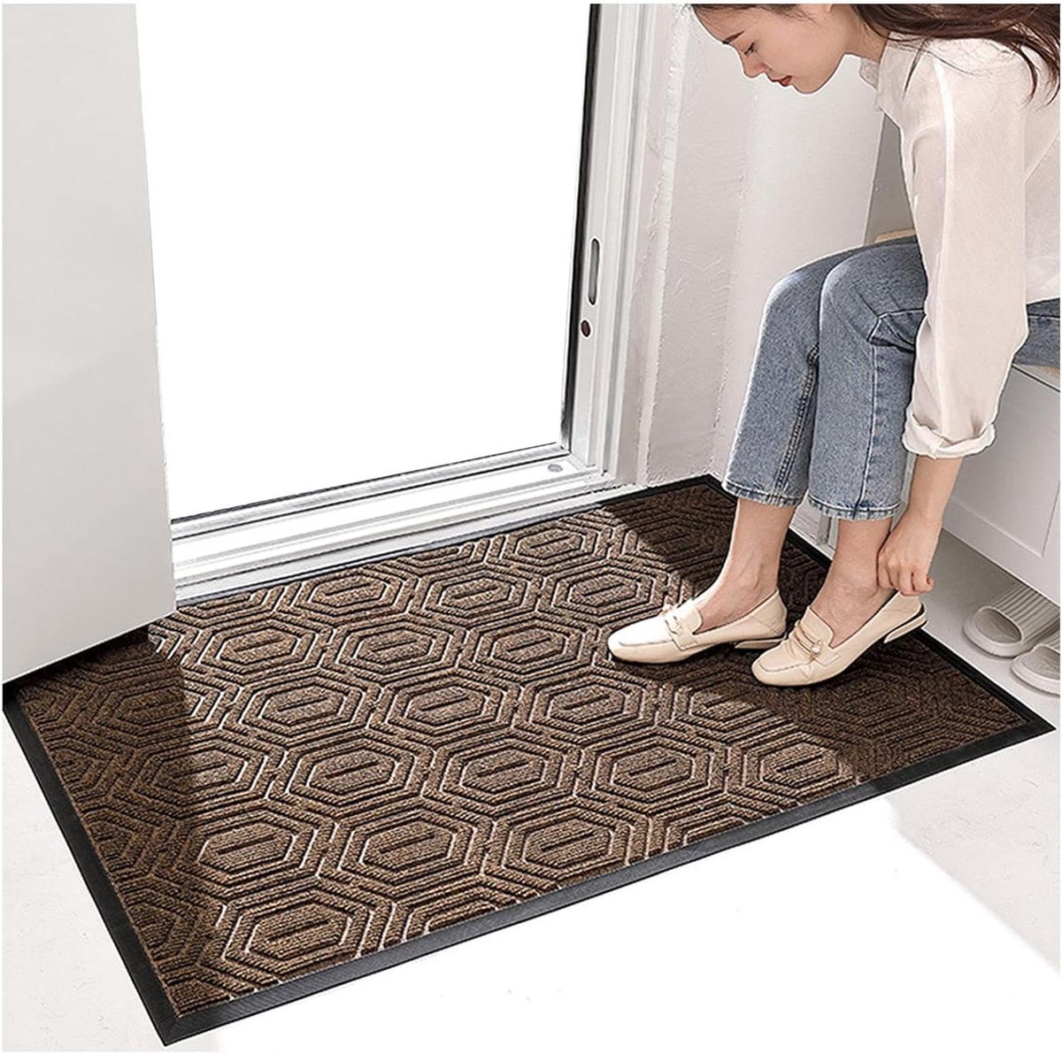 Schoonloopmat Rechthoek - Voordeur Mat - Vuil Vangen - Hoge Waterabsorptie - 80x120cm - Gr