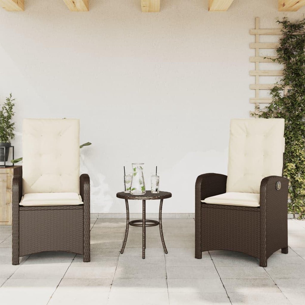 Tuinstoelen Set - Buitenstoelen - Ontspannen in de tuin - Verstelbare rugleuning - 2 stuks - Bruin