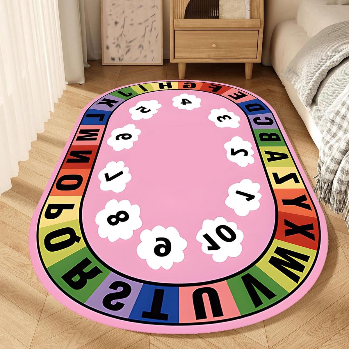 Ovaal vloerkleed - Zachte vloerbedekking - Ruimtedecoratie binnen - Modern geometrisch des