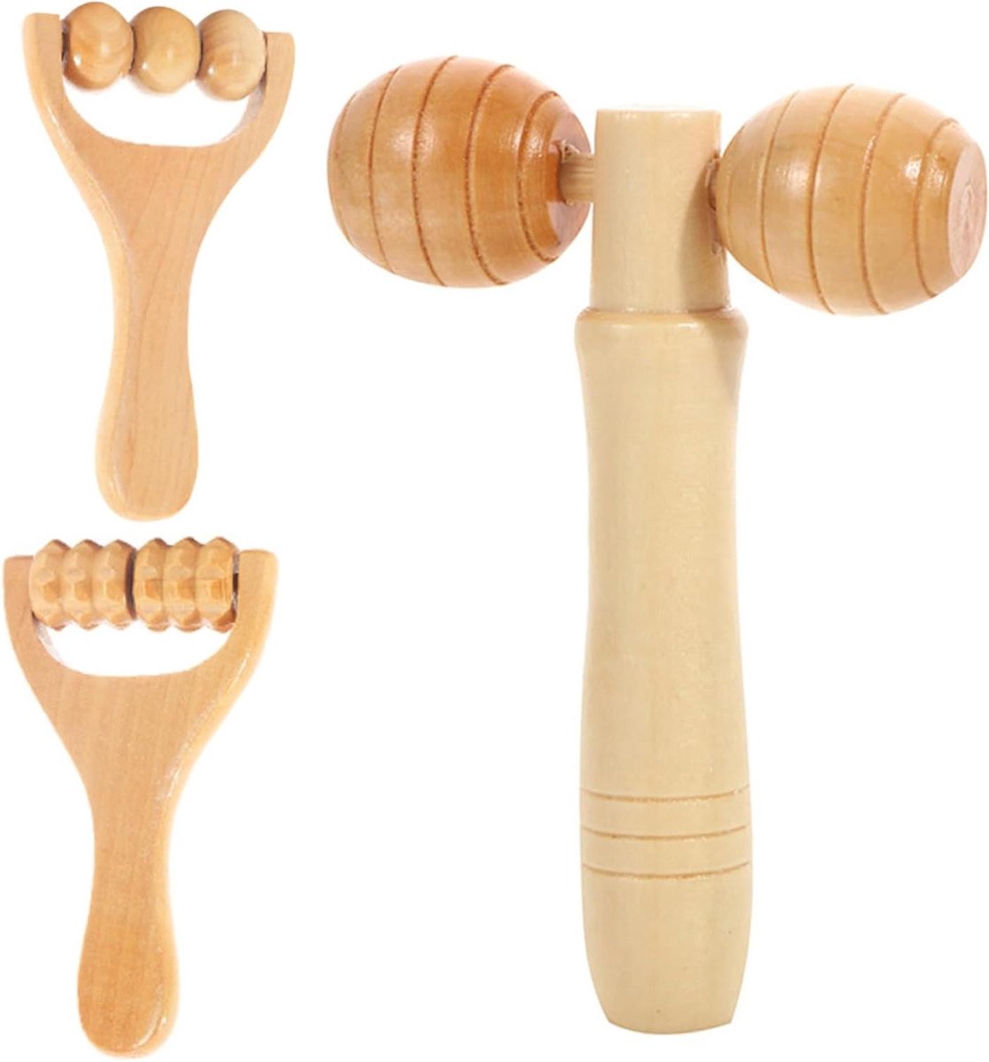 Houten Massage Roller Set - Lymfedrainage Tools - Spierontspanning - Ergonomisch Handvat - 3 Stuks - Niet gespecificeerd