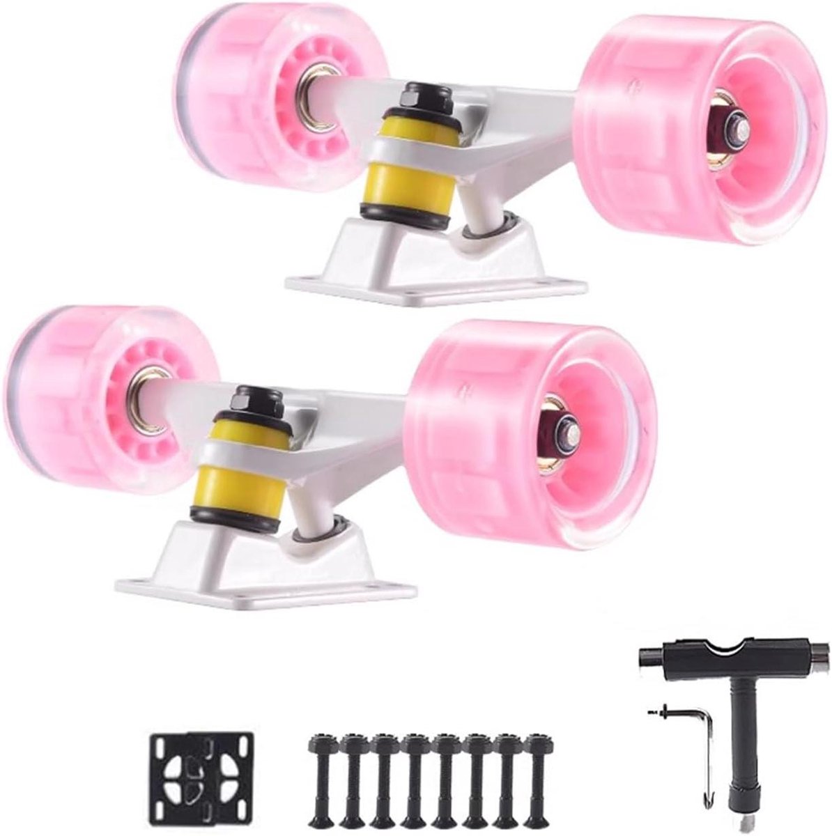 Skateboard Assen Set Wielen en Lagers Street Cruisen Flash LED Wielen 60 mm Wielen