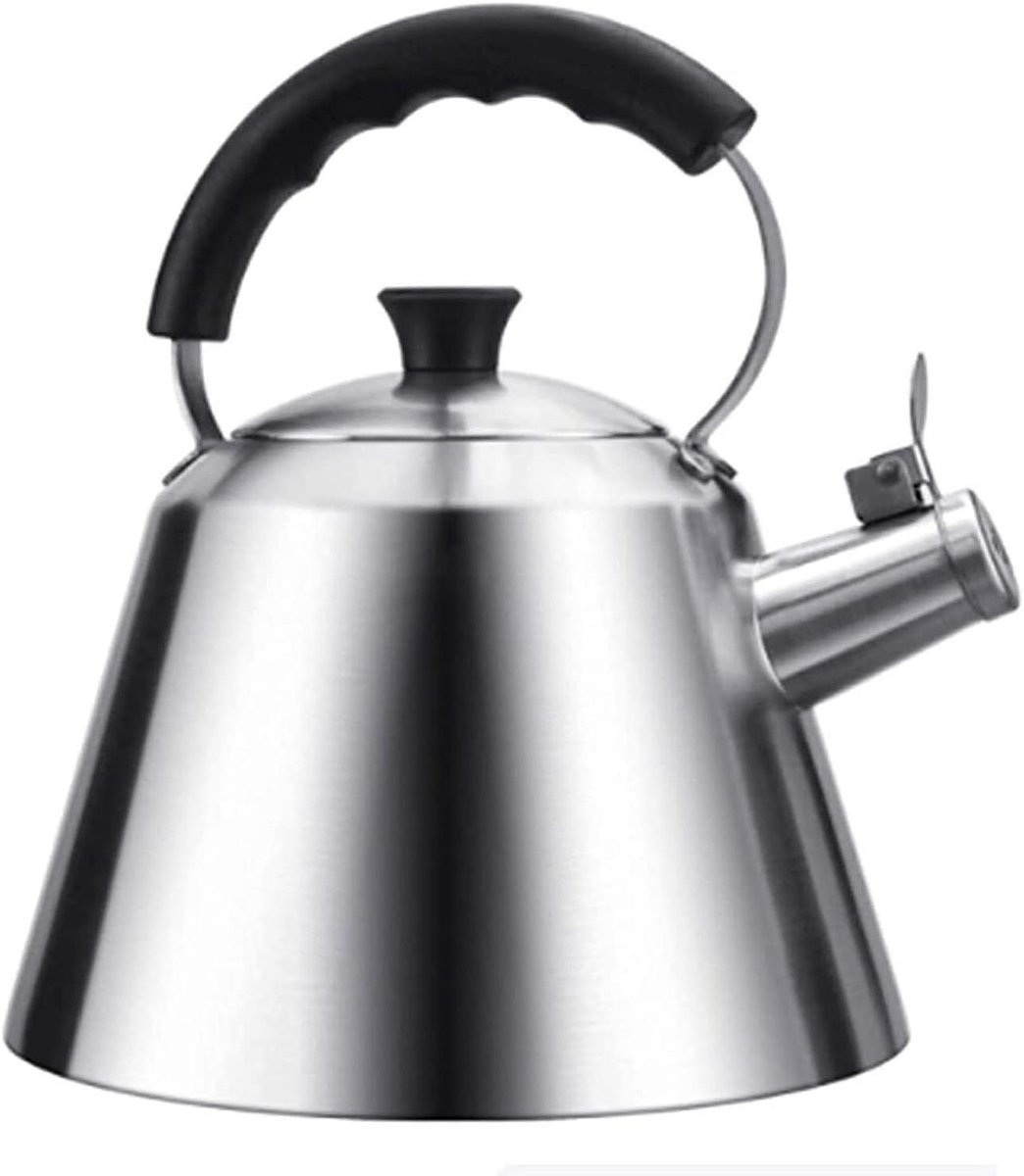 Roestvrijstalen Fluitketel - Theepot Waterkoker - Water Koken - Automatisch Piepapparaat - 3 Liter Inhoud - Zilverkleurig