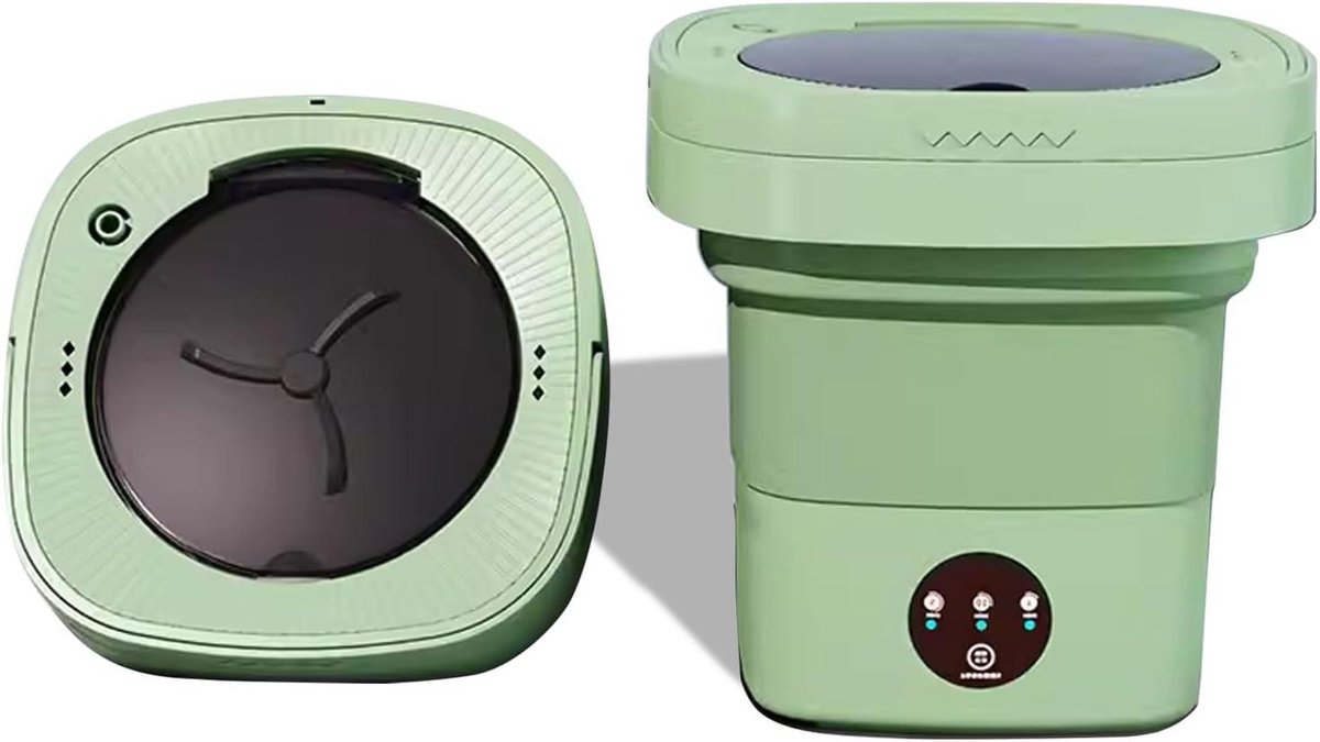 Mini Wasmachine - Draagbare Washer - Ondergoed Wassen - Opvouwbaar Ontwerp - 33cm Hoog - Groen