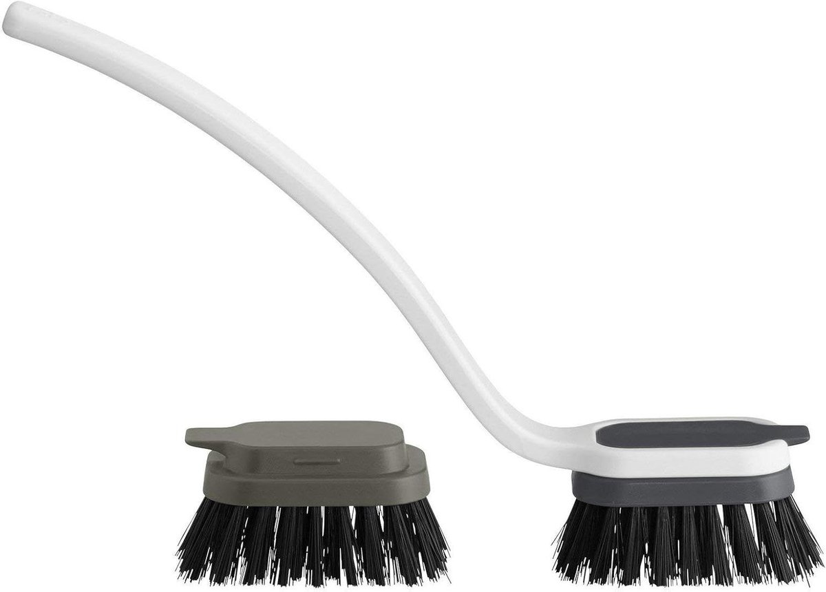 Afwasborstel Set - Keukenborstel Houder - Keuken Schoonmaken - Vervangbare Kop - 6 Stuks - Grijs