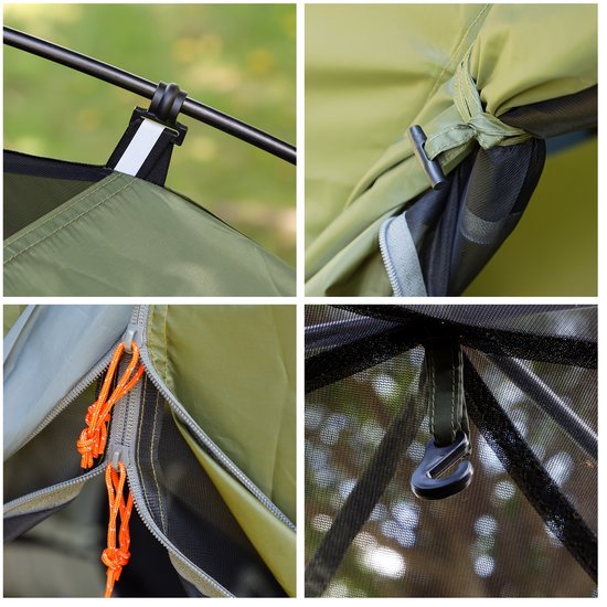 Tent-Camping tent voor 1 persoon-Makkelijke Clip-opzet Campingtent -Compact en Lichtgewicht Draagbaar-Groen. — afbeelding 3