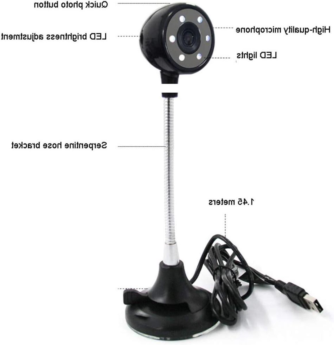 Desktop Camera - Webcam - Online lessen - Ingebouwde microfoon - HD resolutie - Zwart