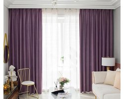 Verduisterende Gordijnen - Set Gordijnen - Slaapkamer Verduisteren - Velvet Stof - 132 x 274 cm - Donkerpaars