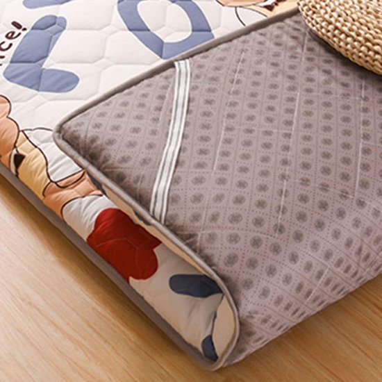 Generic Japanse futonmatras voor kinderen opvouwbare vloermatras twin tatami mat dun slaapmatras Japans vloerbed op ware grootte oprolbare matrasbeschermer met antislipbodem,Cute,100x200cm(39 * 79in) — afbeelding 2