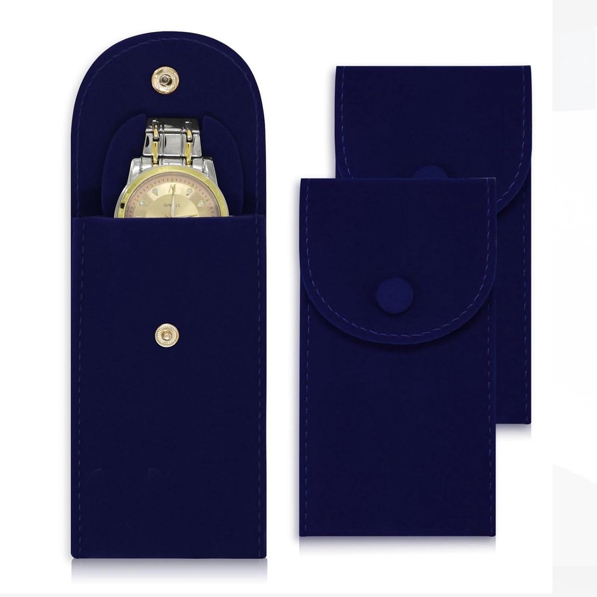 Horloge Opbergtas - Sieraden Etui - Veilig Vervoeren - Zachte Voering - 2 Stuks - Koninklijk Blauw