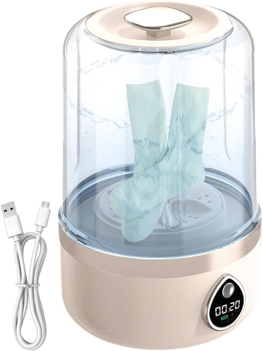 Kleine Wasmachine Compacte Reiniger Reis Kleding Dubbele Frequentie Systeem 14 x 14 x 14 cm Blauw