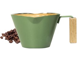 Koffiekopje Latte Mok - Schenktuit Beker - Koffie Bereiden - Dubbele Schenktuit - 100 ml - Donkergroen