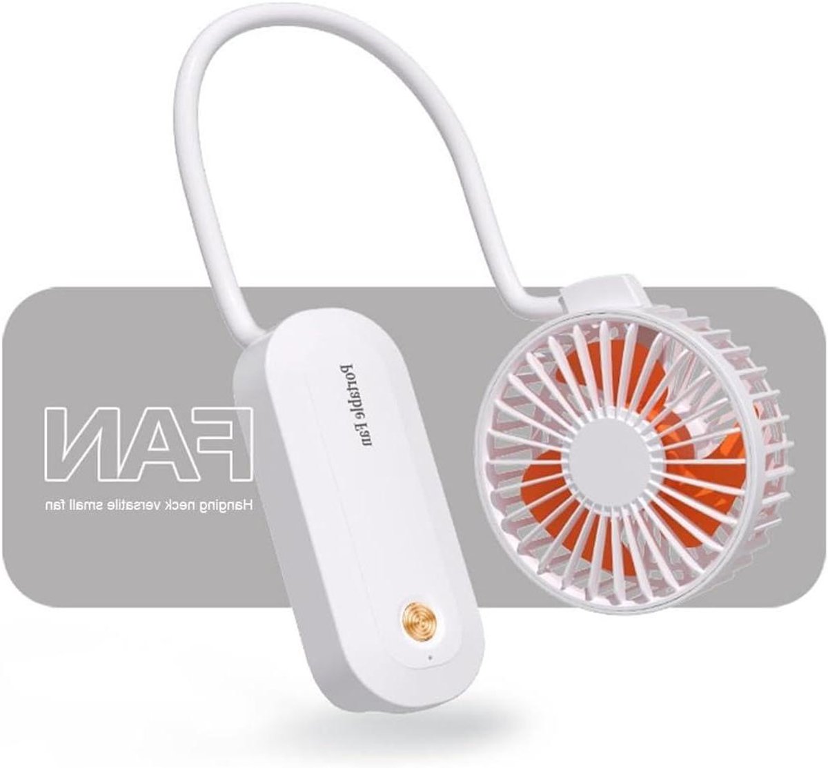 Draagbare Ventilator - Mini Ventilator - Persoonlijke Koeling - Handsfree Ontwerp - 15x12x5 cm - Oranje