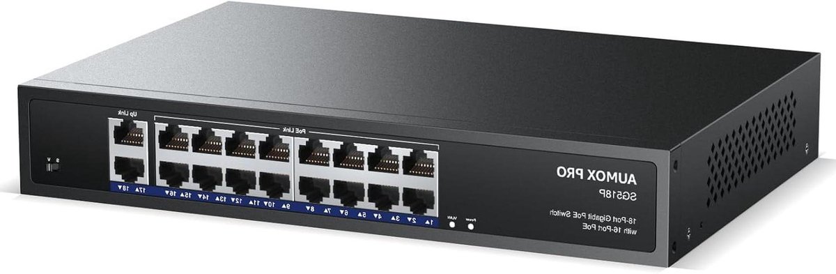 Gigabit PoE Switch - Netwerk Switch - Netwerk Uitbreiden - 18 Poorten - 250W Vermogen - Zwart