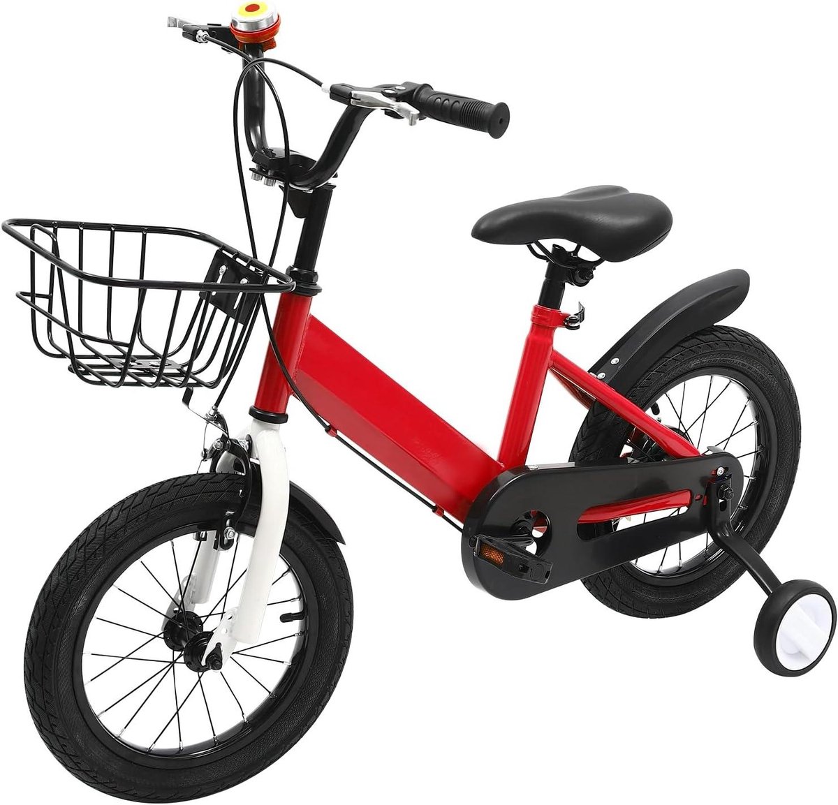 Kinderfiets - Loopfiets - Leren fietsen - Inclusief mand - 14 inch - Rood