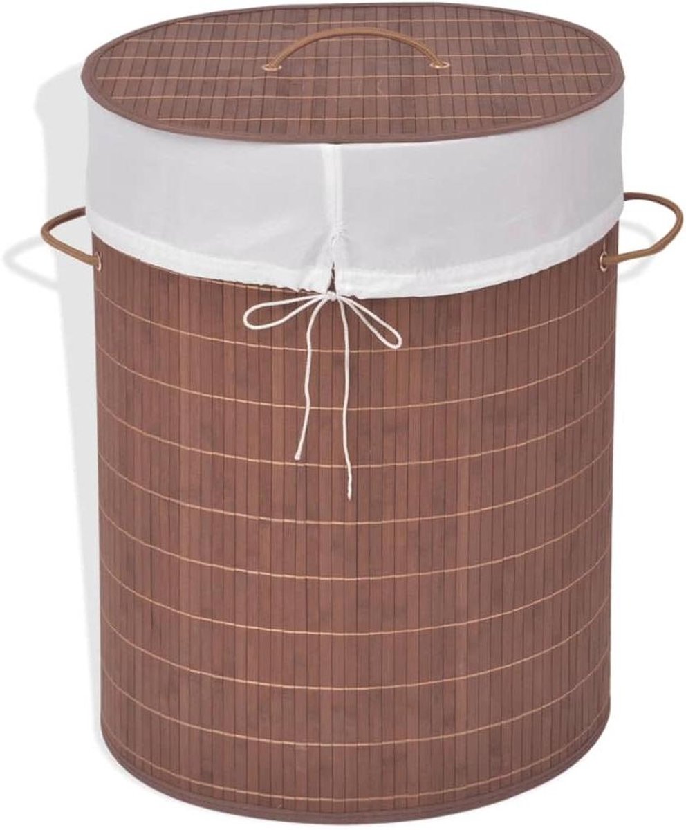 Bamboe Wasmand - Ovale Mand - Stijlvolle Opslag - Uitneembare Voering - 45 x 35 x 60 cm - Bruin