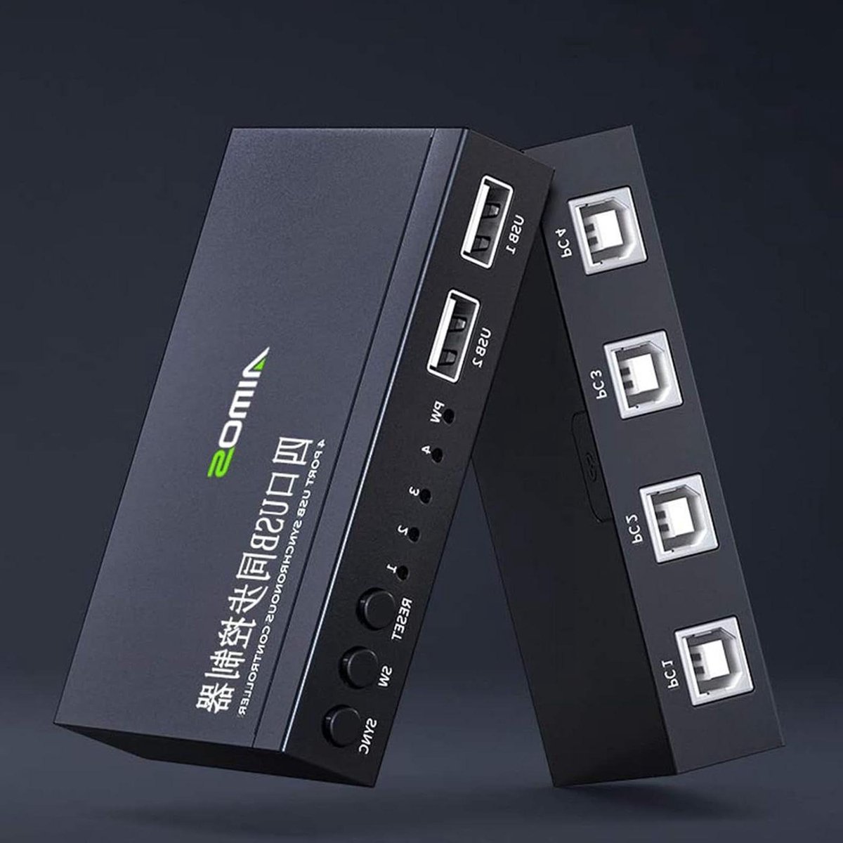 KVM Switch - Synchronisatie Controller - Meerdere Computers Besturen - Metalen Behuizing - 8 Poorten - Zwart