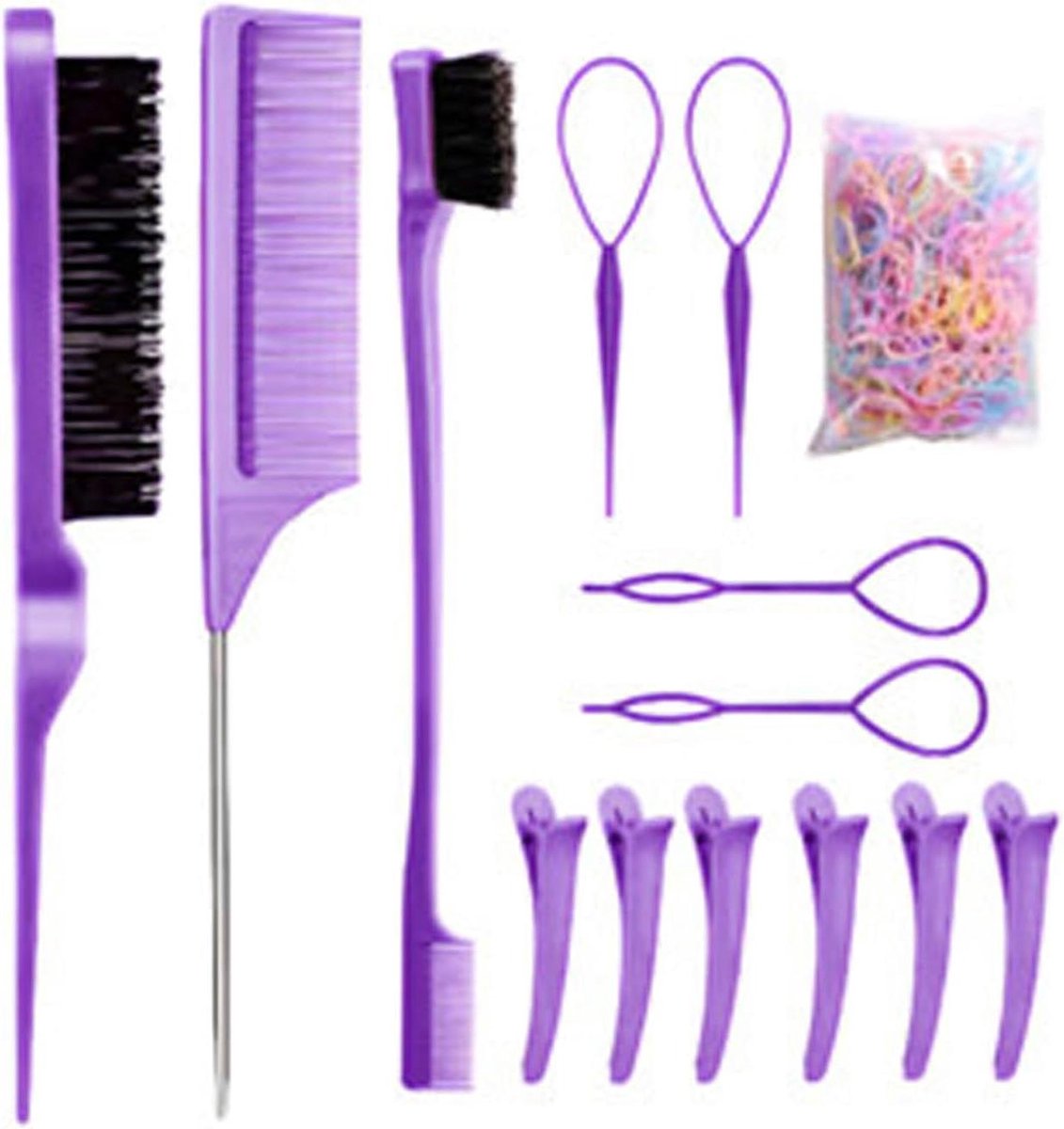 Haarkam Set - Styling Borstel - Dagelijks Haar - Ergonomische Grip - 28 cm Lengte - Zwart
