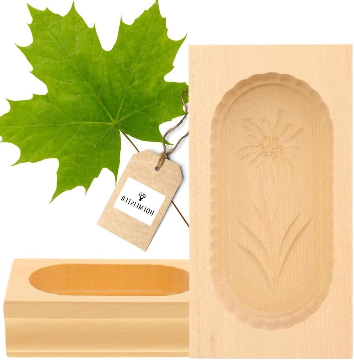 Botervorm Set - Boter decoreren - Tafel versieren - Handgesneden motief - 250 gram - Edelweiss
