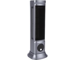 Torenventilator Bladloos - Staande Ventilator - Stille Koeling - USB C Oplaadbaar - 31.5 x 12 x 11 cm - Spacegrijs