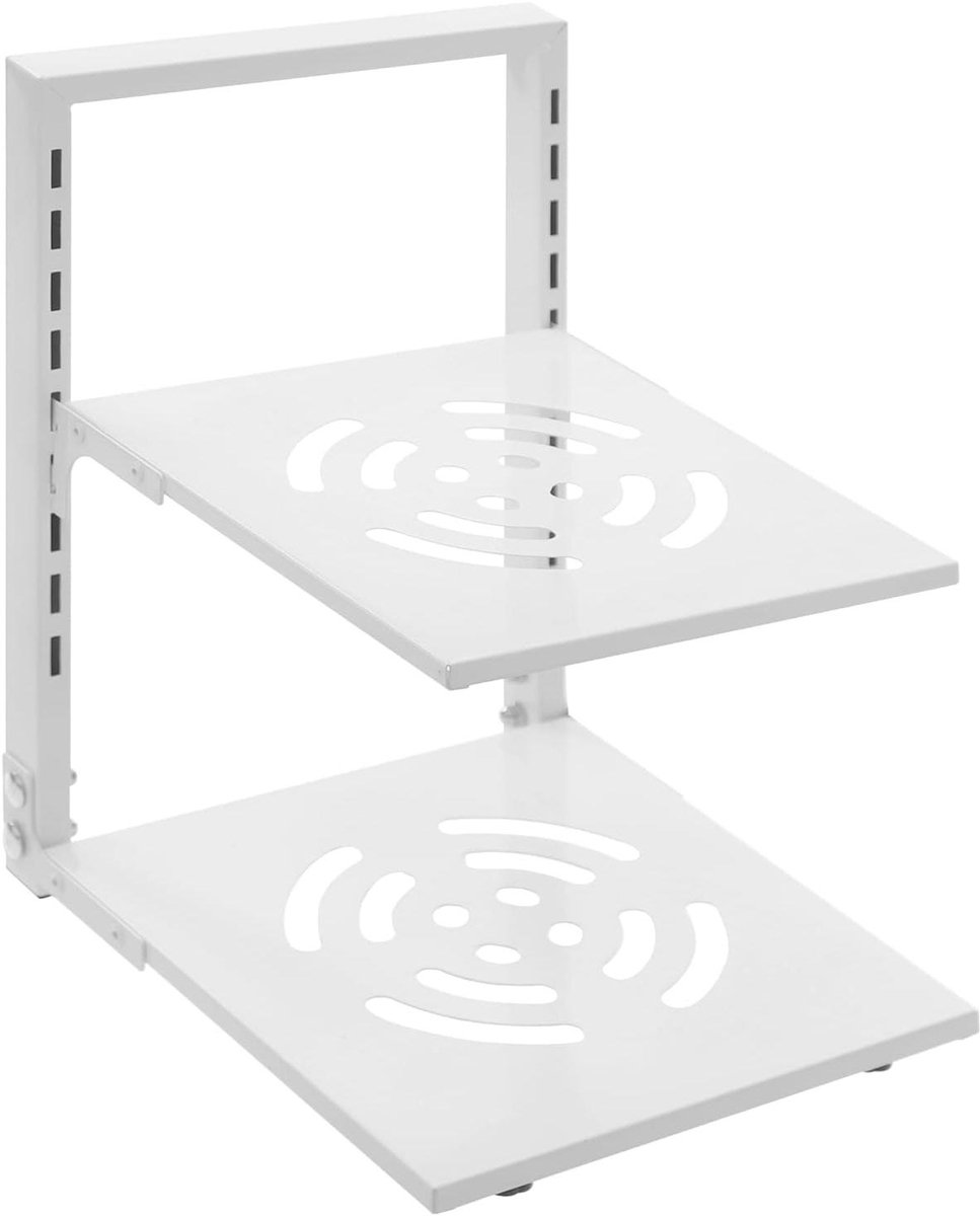 Verstelbaar Pannenrek - Keuken Organizer - Kast Ruimte - 2-Laags Ontwerp - 20 kg Per Laag - Wit