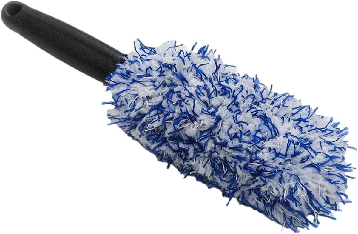 Autowasborstel - Velgenreiniger - Auto Poetsen - Ergonomische Handgreep - 27.5 cm - Blauw Wit