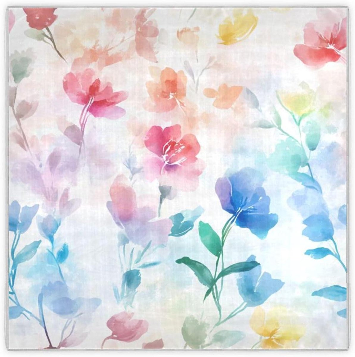 Zijden Sjaal - Bloemenprint - Mode Accessoire - Kreukvrij Onderhoud - 90x90 cm - Rood Blauw