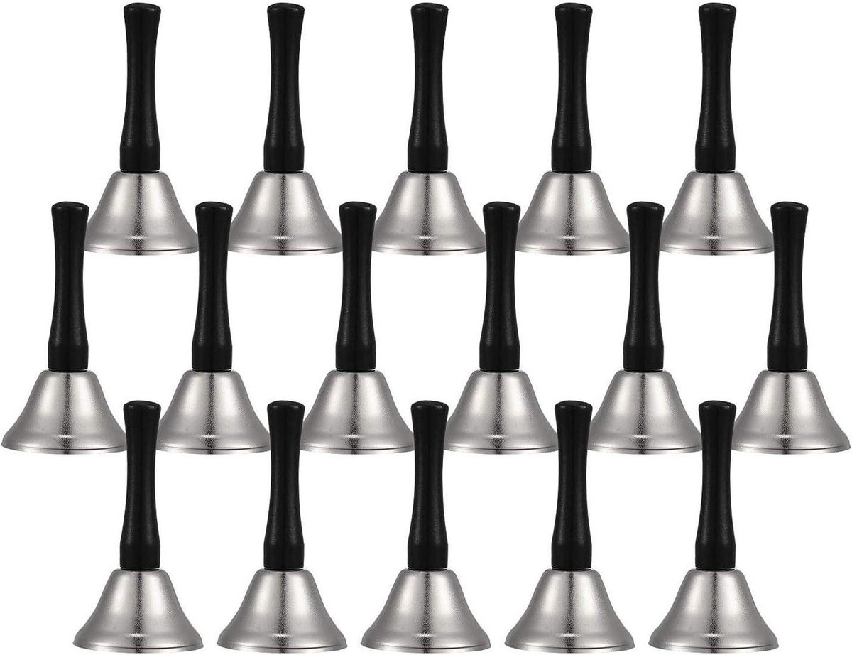 Hand Bellen Set - Service Bellen - Aandacht Trekken - Metalen Klank - 24 Stuks - Zilver Wit Zwart