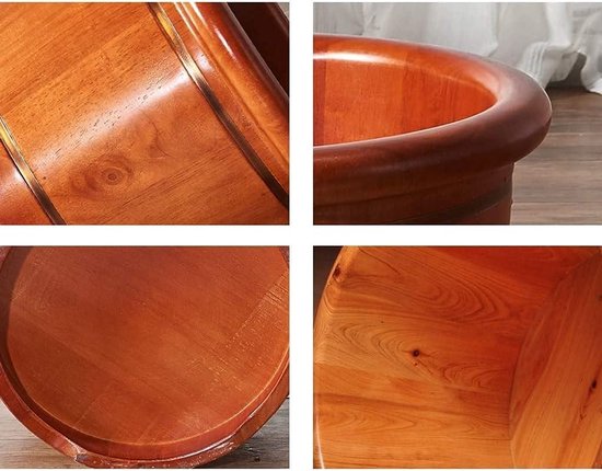 Houten Voetbad Vat - Voetwasemmer Sauna - Ontspanning Thuis - Verstevigd Waterdicht Ontwerp - 300 Gram - Natuurlijk Eiken