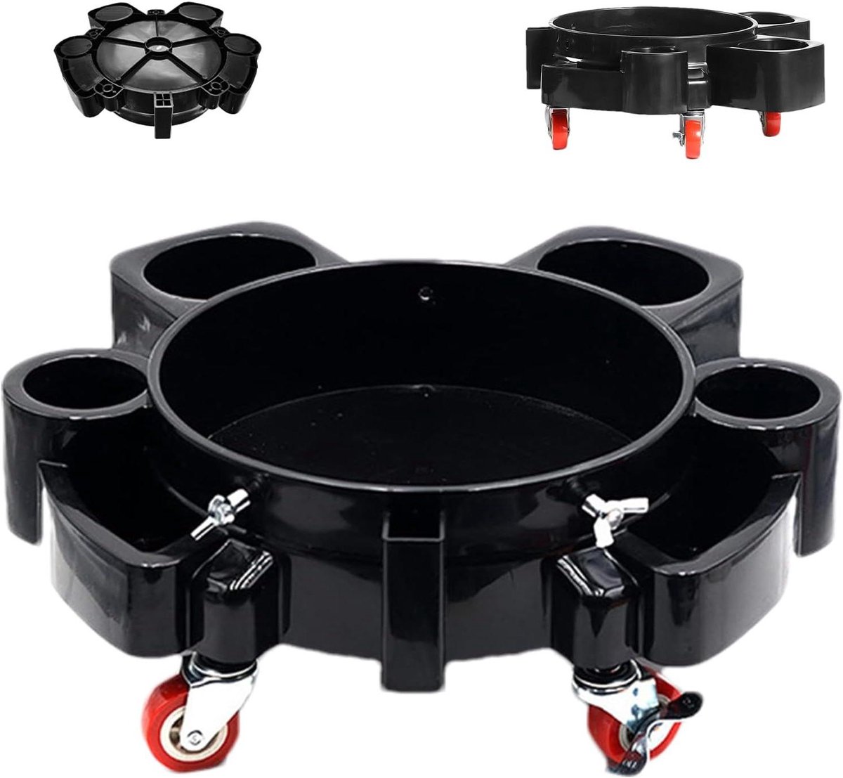 Emmerwagen, Zitten Mobiele Auto Wassen Emmer Winkel met 5 Wielen - Heavy Duty Wasrol met Gereedschapsbak, Auto Gereedschap voor, Detaillering