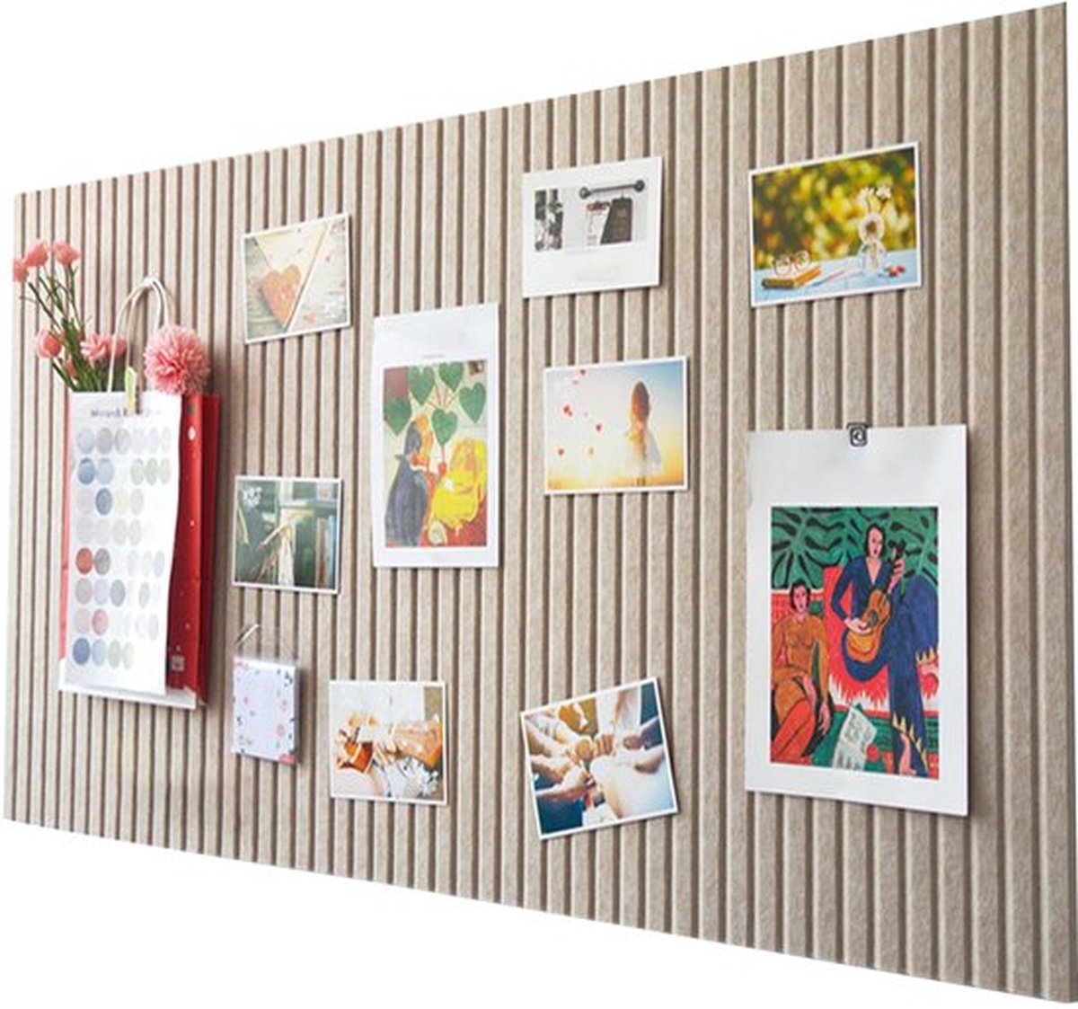Groot formaat vilten prikbord - Verticaal gestreept zelfklevend mededelingenbord voor kantoor en woning - 60x120 cm modern decoratief achtergrondpaneel van vilt - Fotowand, displaybord en wanddecoratie - Eenvoudig aan te brengen