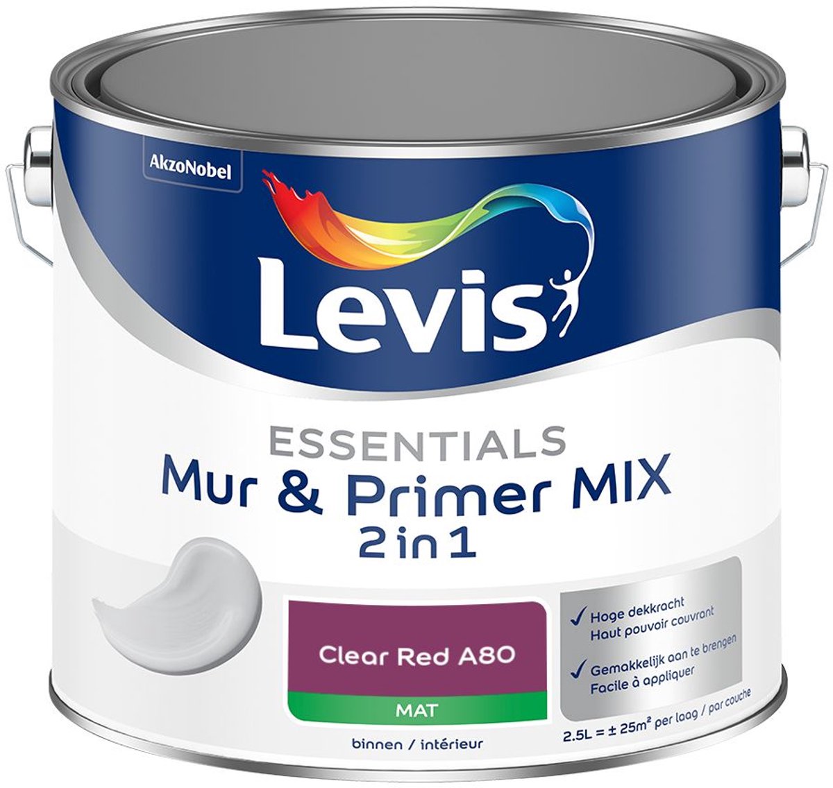 Levis - Essentials Mur & Primer Mix - Clear Red A80 - Mengverf - 2,5 L
