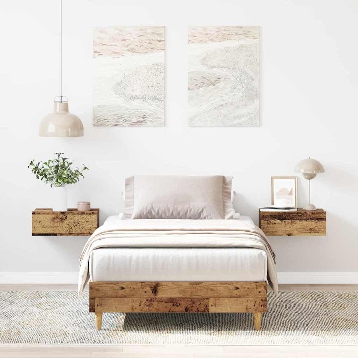 Bedframe Oud Hout - Houten Bedframe - Slaapkamer Inrichten - Met Lattenbodem - 90x200 cm -