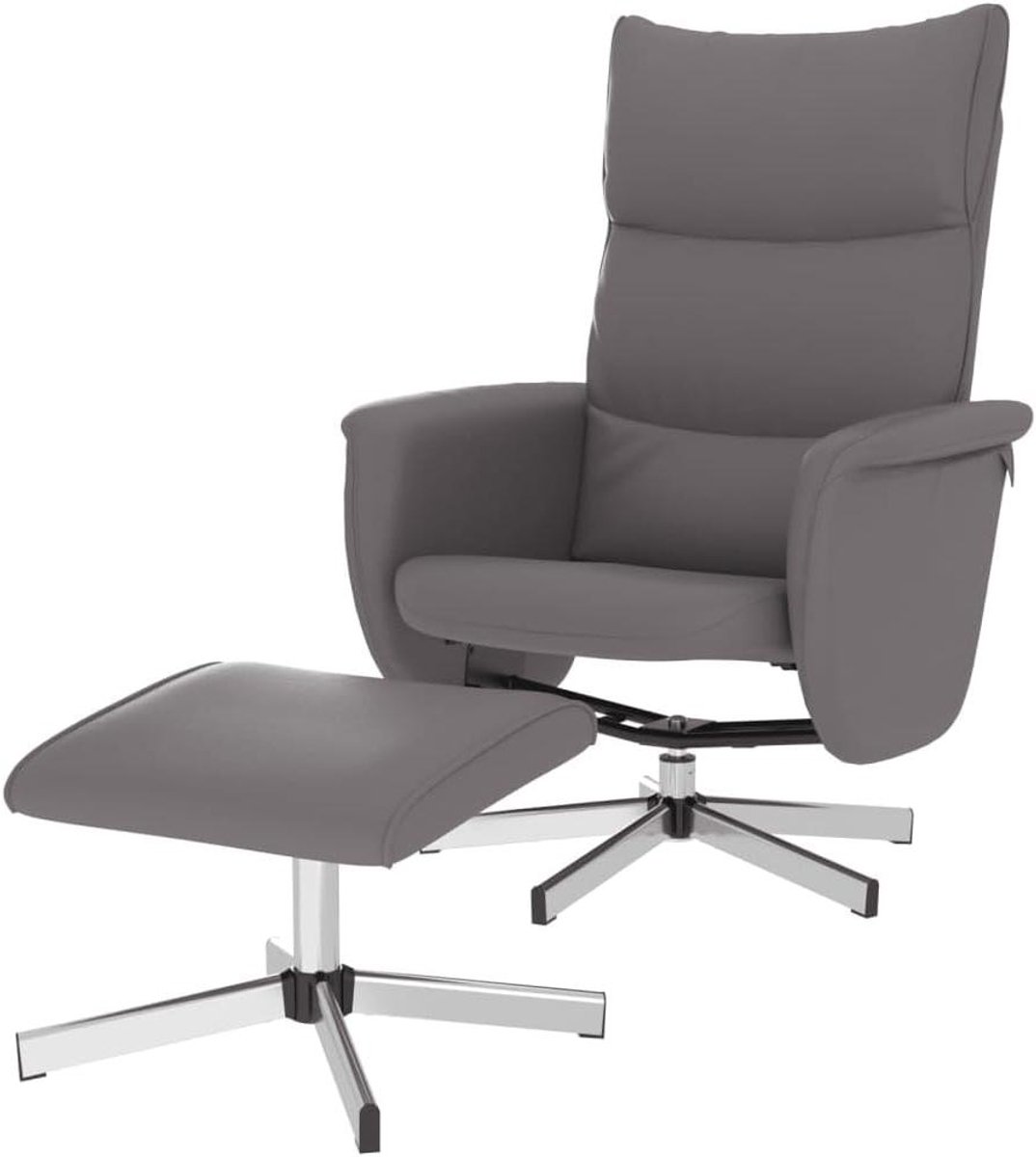 Relaxstoel met voetensteun - Draaistoel Ligstoel - Comfortabel ontspannen - 360 graden draaibaar - 71 x 79 cm - Grijs
