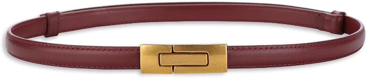 Dunne Leren Tailleband voor Dames met Vintage Metaalgesp - Verstelbare Skinny Riem voor Jurken en Jeans
