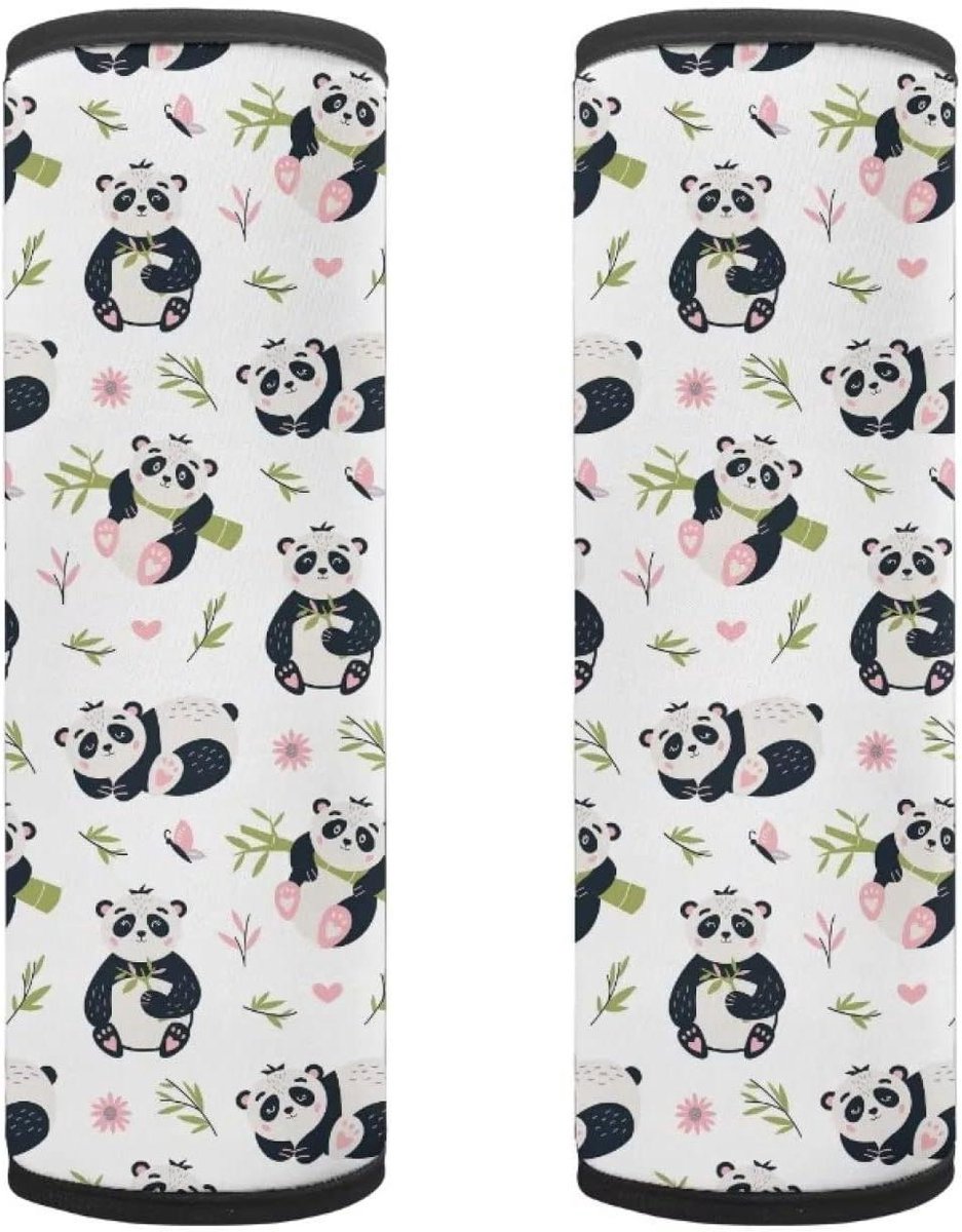 Gordelbeschermers - Autogordelhoezen - Veilig Reizen - Zacht Neopreen - 2 Stuks - Panda
