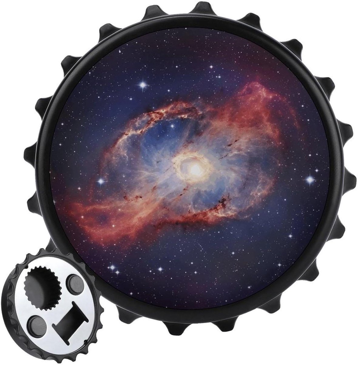 Veelzijdige Flesopener - Koelkastmagneet - Keuken Decoratie - Universe Melkweg Print - 79 x 69 cm - Zwart