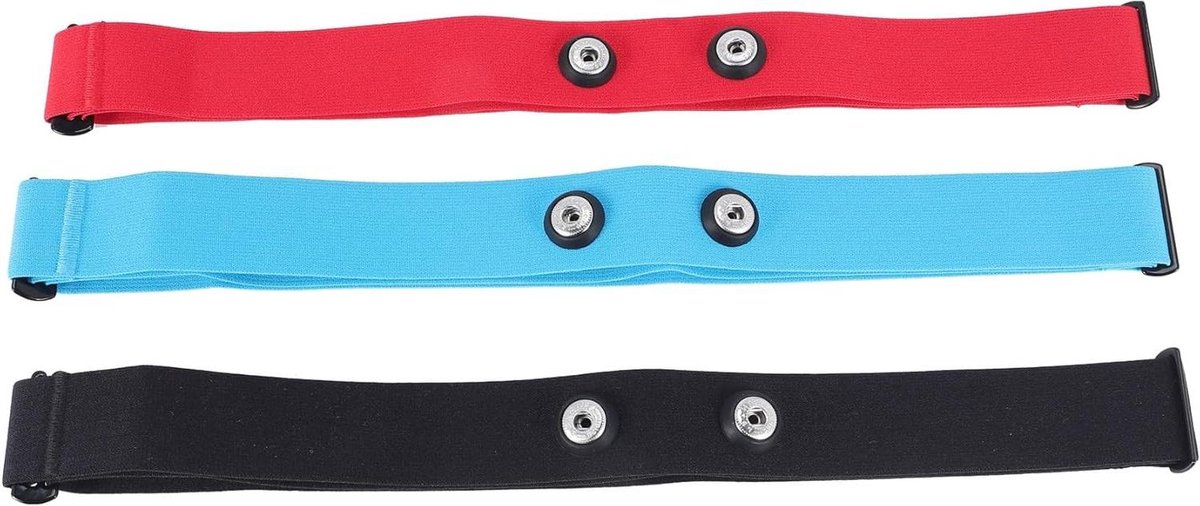 Hartslag Borstband - Sport Sensor - Activiteit Meten - Verstelbaar Elastisch - 3 Stuks - Zwart Rood Hemelsblauw