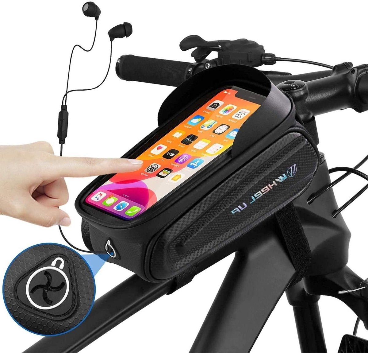 Fiets Frame Tas - Fietstas Telefoonhouder - Fietsen Navigeren - Waterdicht Touchscreen - 23 x 11 x 14 cm - Zwart