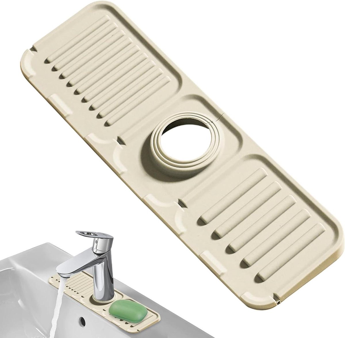 Gootsteenmat - Kraanmat - Keuken Schoonhouden - Spatwaterdicht Ontwerp - 323 cm - Beige